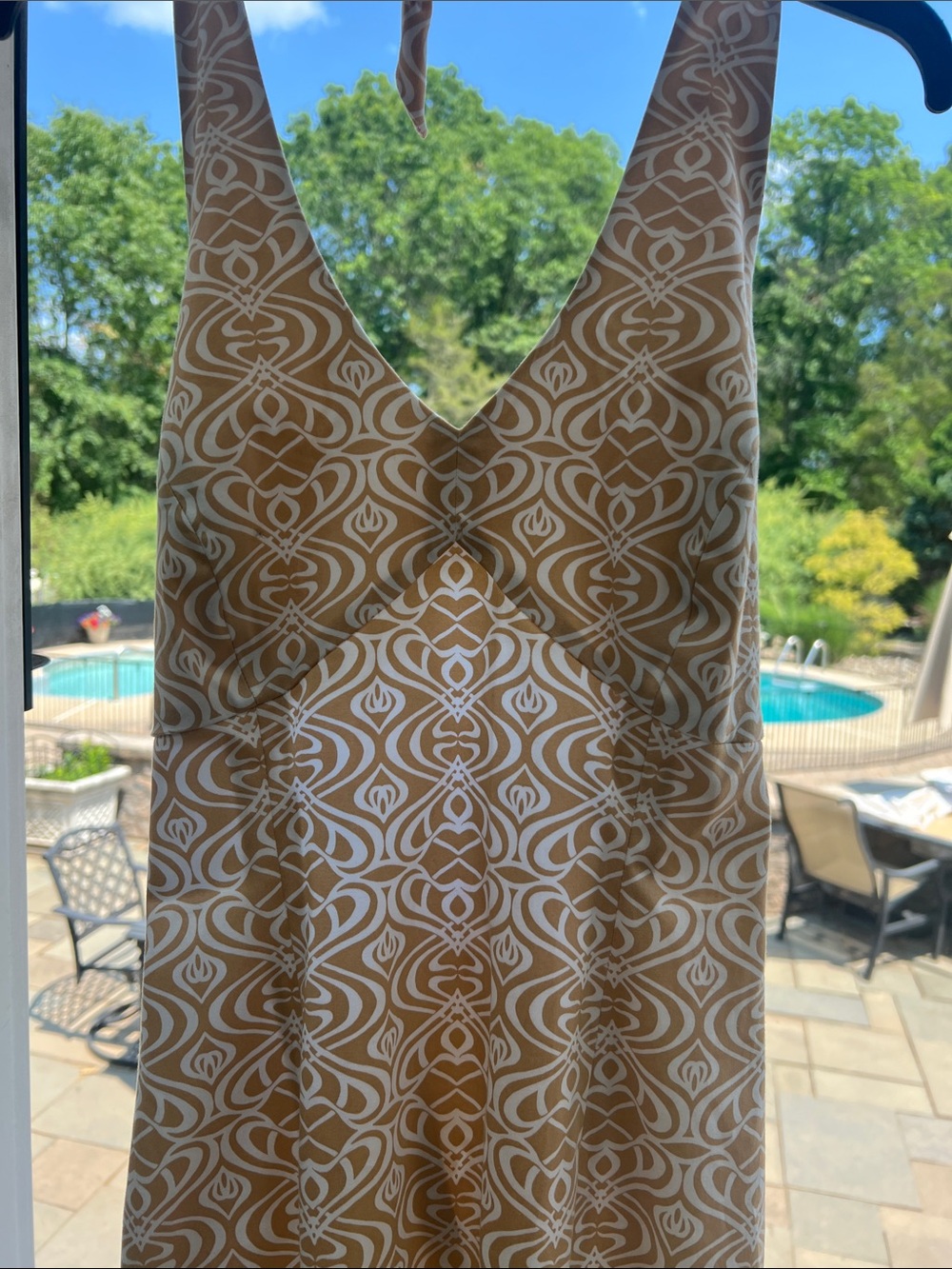 Vintage Jones New York White & Mustard Printed V-Neck Midi Dress - Picture 2 of 5